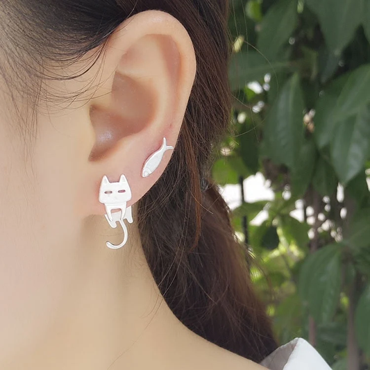 Cat And Fish Earrings